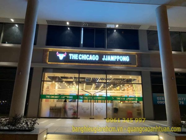 Làm bảng hiệu chữ Mica Đèn led nhà hàng Jjampppong