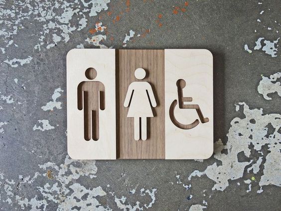 Bảng decor WC Men Women bằng gỗ khắc laser 3D cao cấp
