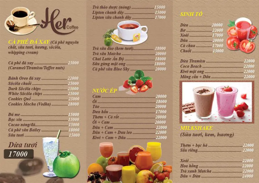 Thiết kế và in ấn menu giá rẻ tại Quảng Cáo Anh Tuấn
